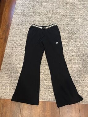 PINK Victoria's Secret Black Flared Sweatpants with Stripe Waistband